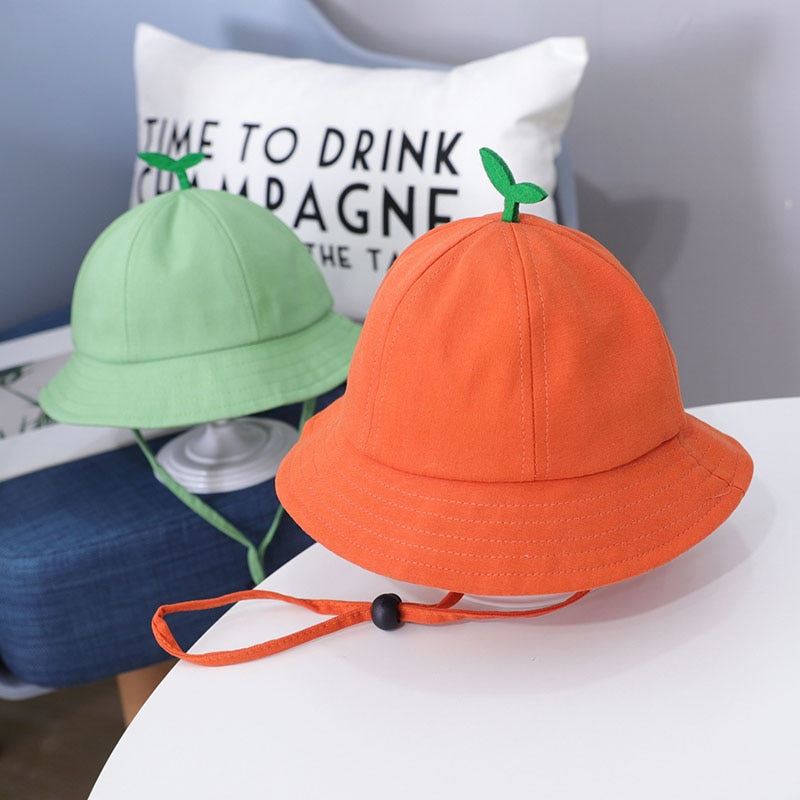 Cute Little Grass Baby Hat Summer Breathable Cotton Boys Girls Bucket Hat Solid Color Infant Toddler Sun Beach Cap